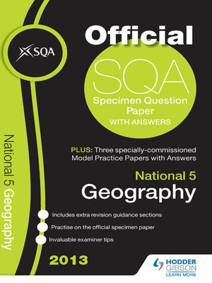 cover image of SQA Specimen Paper 2013 National 5 Geography and Model Papers
